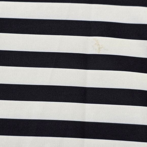 C+D+M Collection Black White Striped Shirt NEW Short Sleeves V-Neck Women Size L - Picture 6 of 10